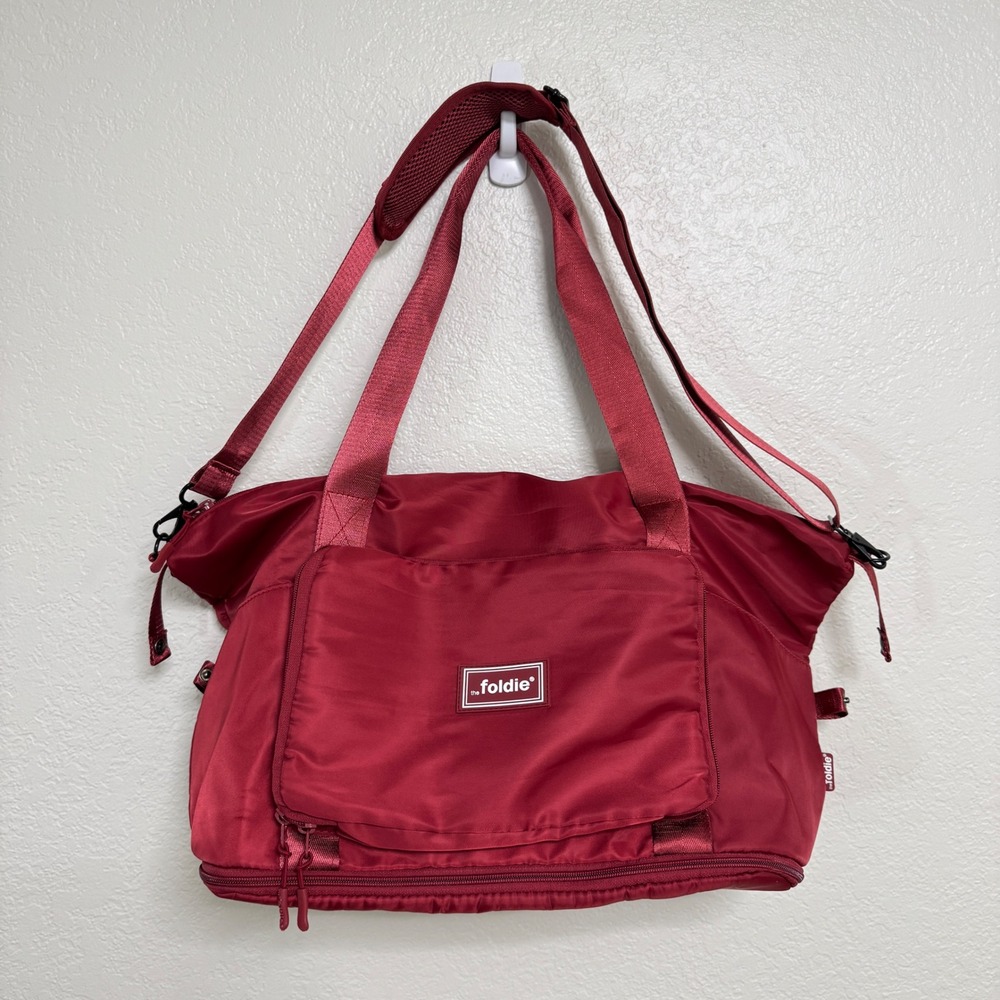 The Foldie Travel Bag Red Foldable Duffel Weekender Carry On Gym Packable